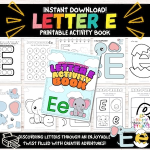 Letter E Activity Book for Preschool and Toddlers | Letter E Worksheets | Printable Letter E Coloring Pages