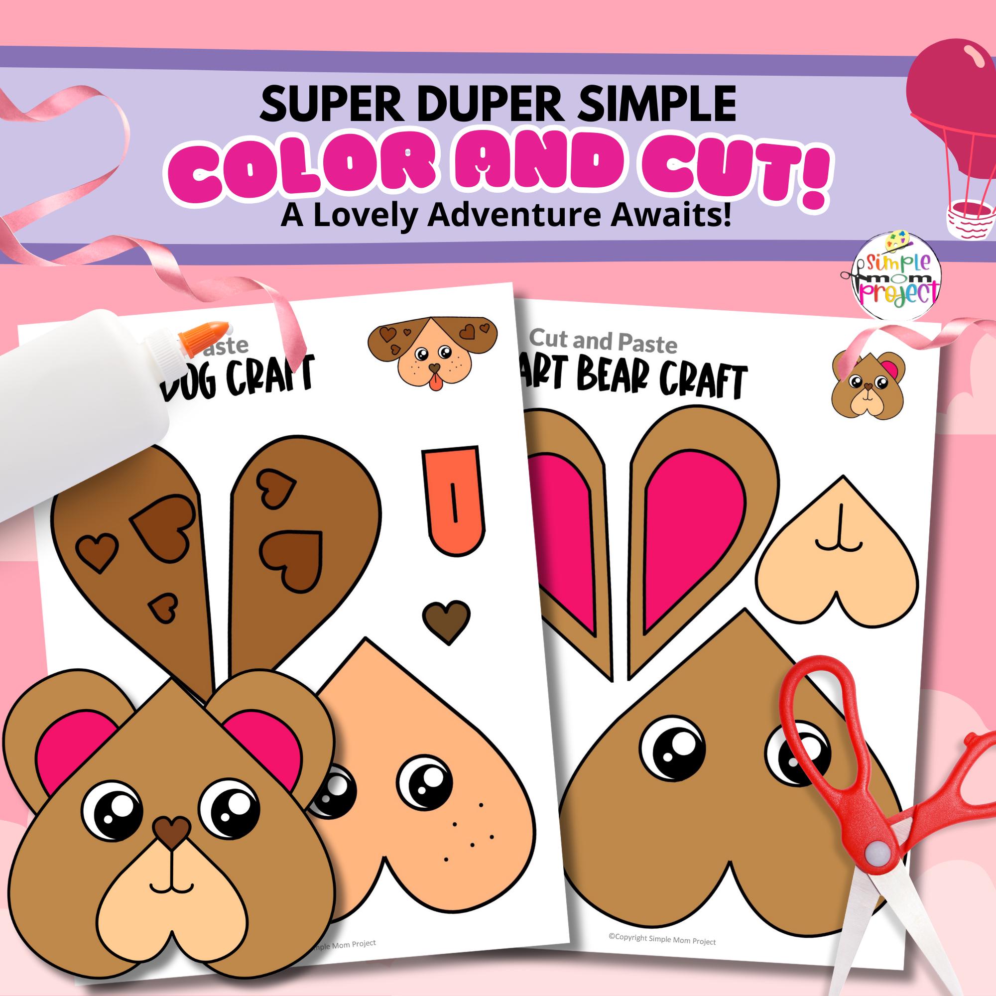 10 Full Colored Heart Animal Printable Crafts | Fun Heart Animal ...