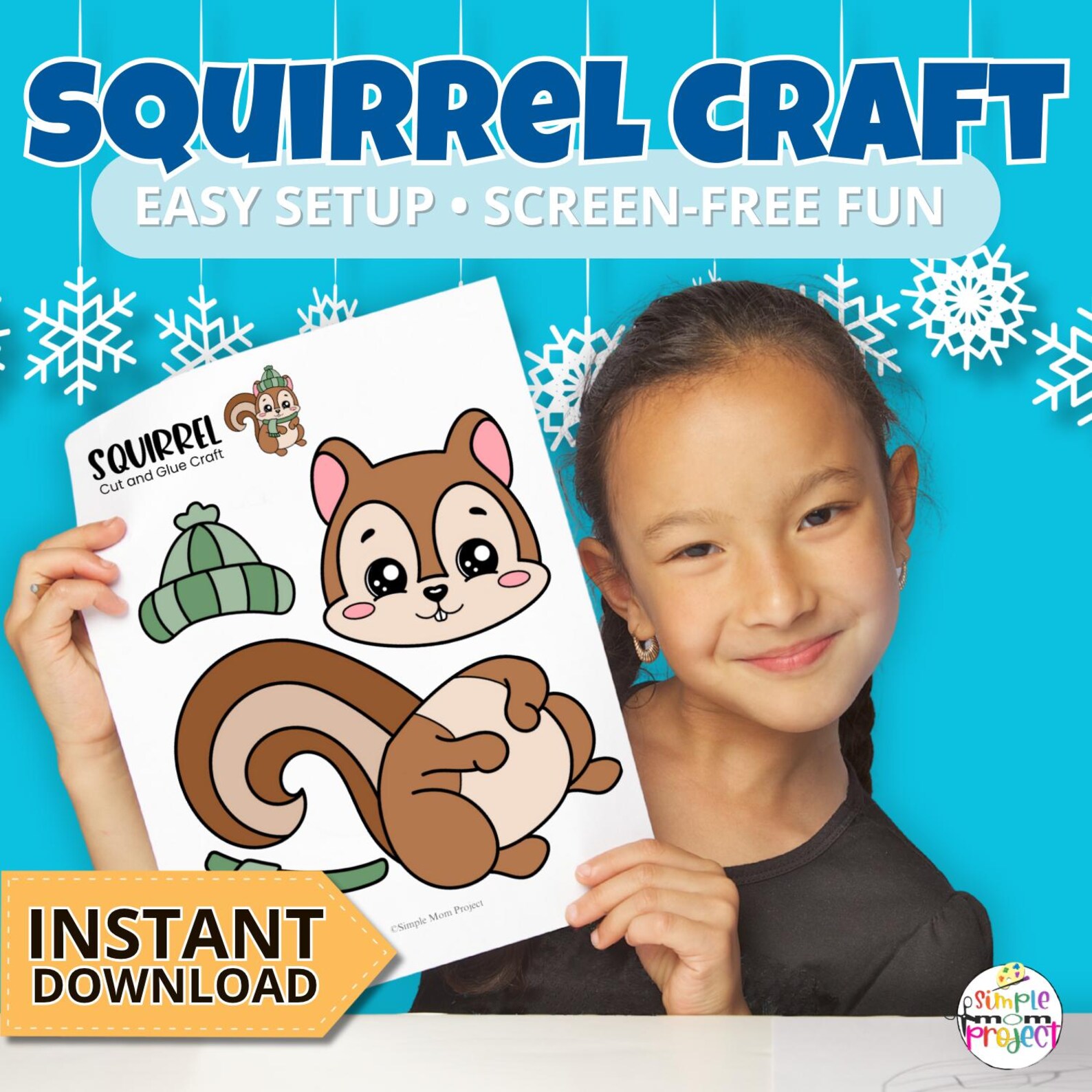 Winter Squirrel Craft Template Printable Woodland Animal Activity Etsy