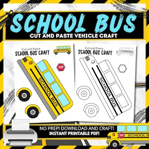 School Bus Craft Activity: Printable Cut & Paste Template (Digital Download)