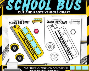 Manualidad de autobús escolar: Plantilla imprimible para cortar y pegar (descarga digital)