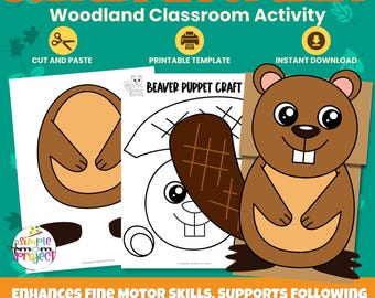 Bever papieren zak marionet knutselen | Afdrukbaar bosdier (pdf-patroon)