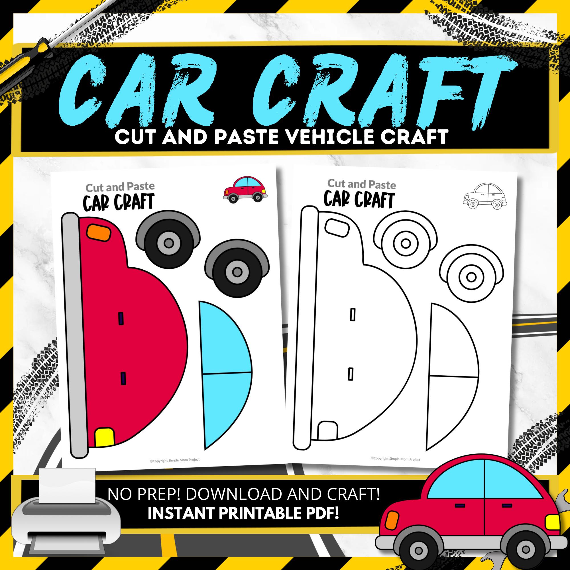 Printable Preschool Car Craft Template Instant Download Car