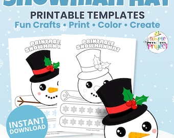 Snowman Hat Craft Printable | Winter Headband for Kids | Cut & Paste Activity (PDF)