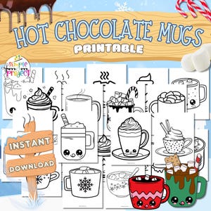 Taza de chocolate caliente imprimible: 20 plantillas fáciles de tazas de chocolate (PDF)