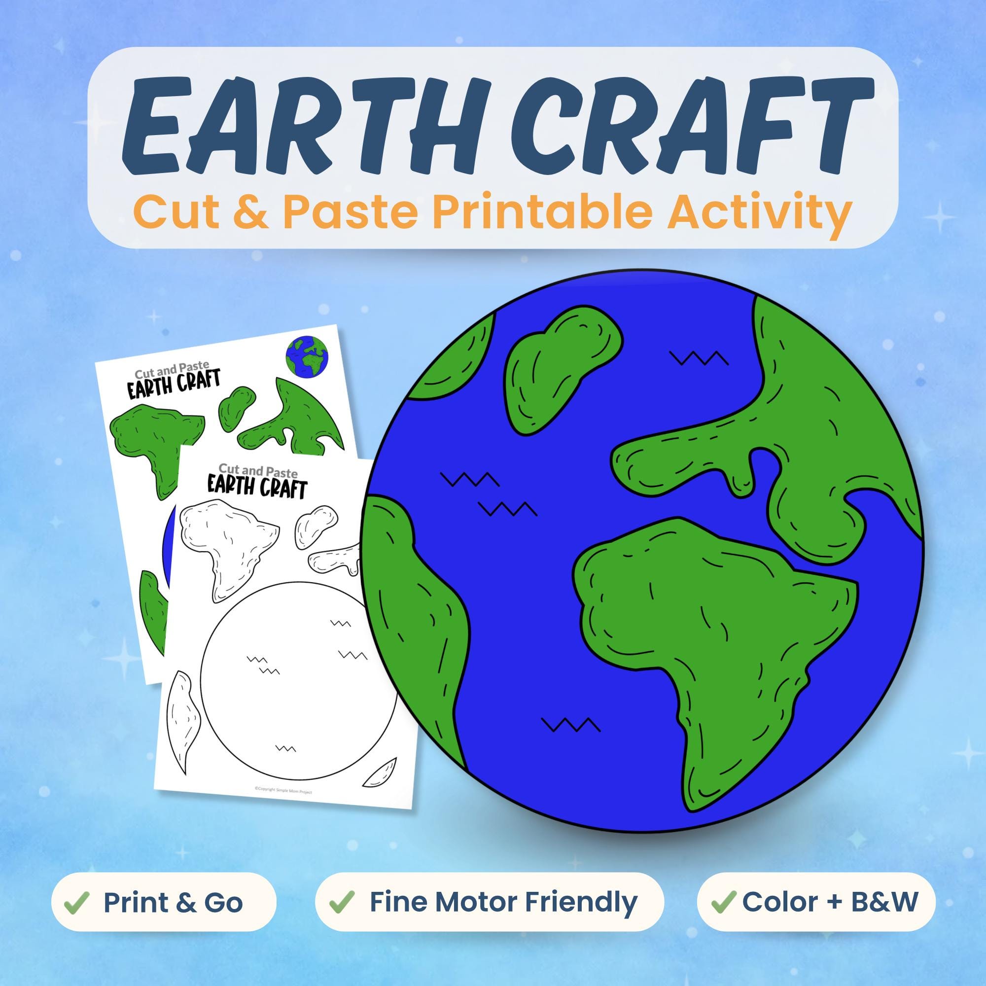 Earth Craft Printable for Kids | Solar System Cut & Paste Activity ...