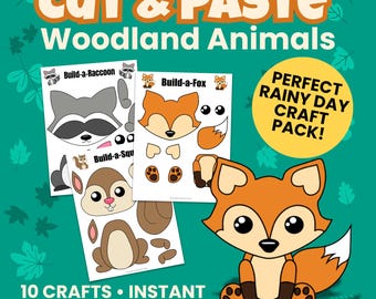 Waldtier Handwerk Printable | Ausschneiden und Einfügen von Vorlagen | Kinder PDF Aktivitäten für Vorschule & Kindergarten