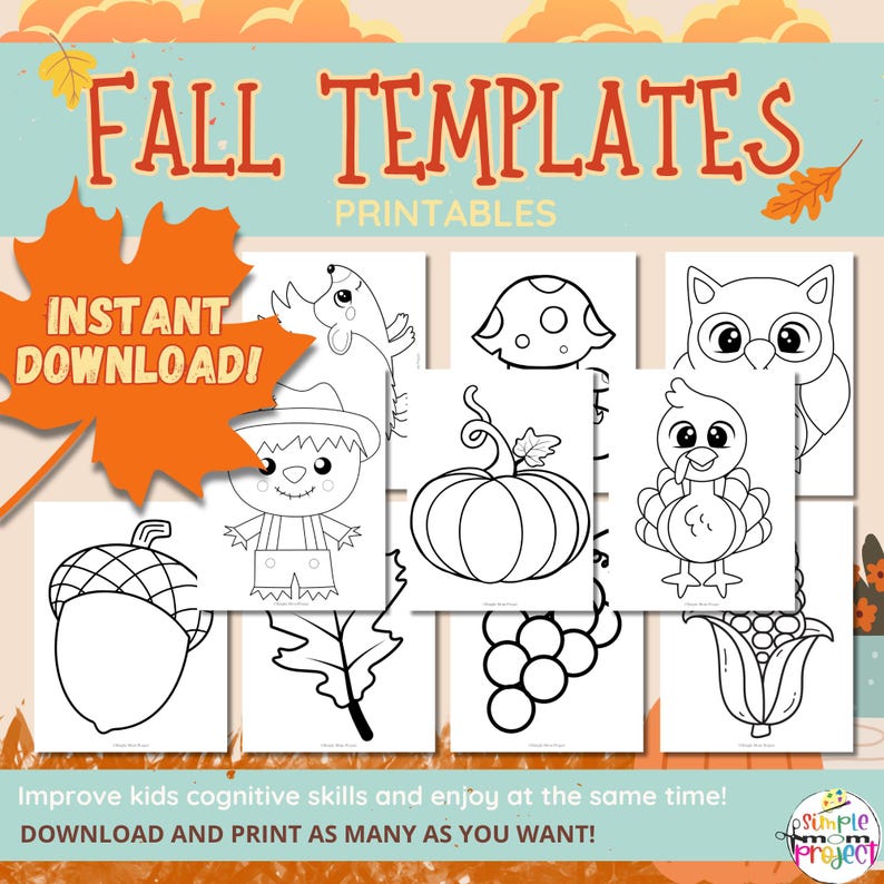 Fall Templates Printable Autumn Coloring Sheets Fall Printable