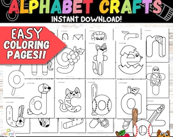 26 Kleines Alphabet zum Ausmalen | Vorschul Arbeitsblätter | Für Kinder | Sofort Download