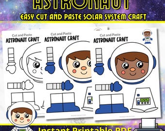 Manualidad de astronauta para recortar y pegar: Actividad para colorear un traje espacial (Descarga digital)