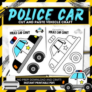 Printable Police Car Craft: Cut and Paste Activity (Digital Download)