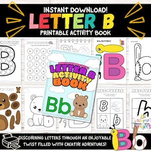 Letter B Activity Book for Preschool and Toddlers | Letter B Worksheets | Printable Letter B Coloring Pages