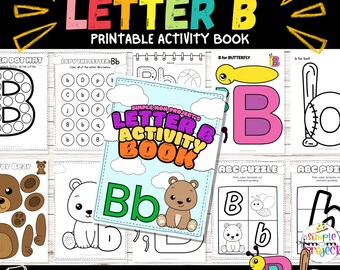 Libro de actividades de la letra B: Aprendizaje preescolar, páginas para colorear (patrón PDF)