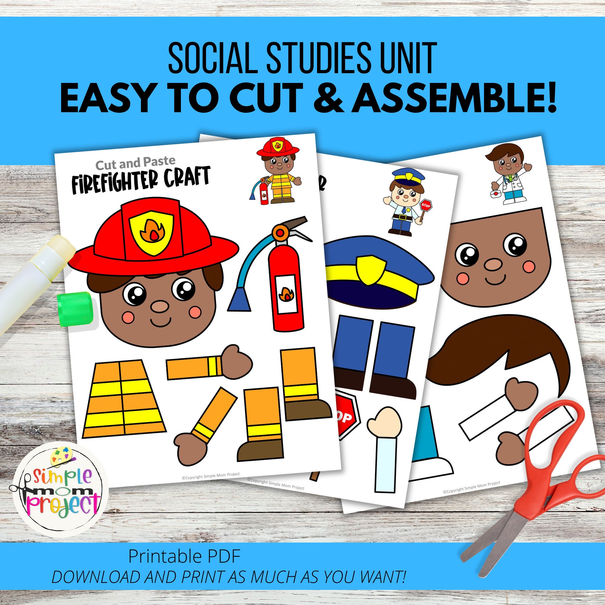 Community Helper Crafts: Cut and Paste Activity (PDF) - Etsy