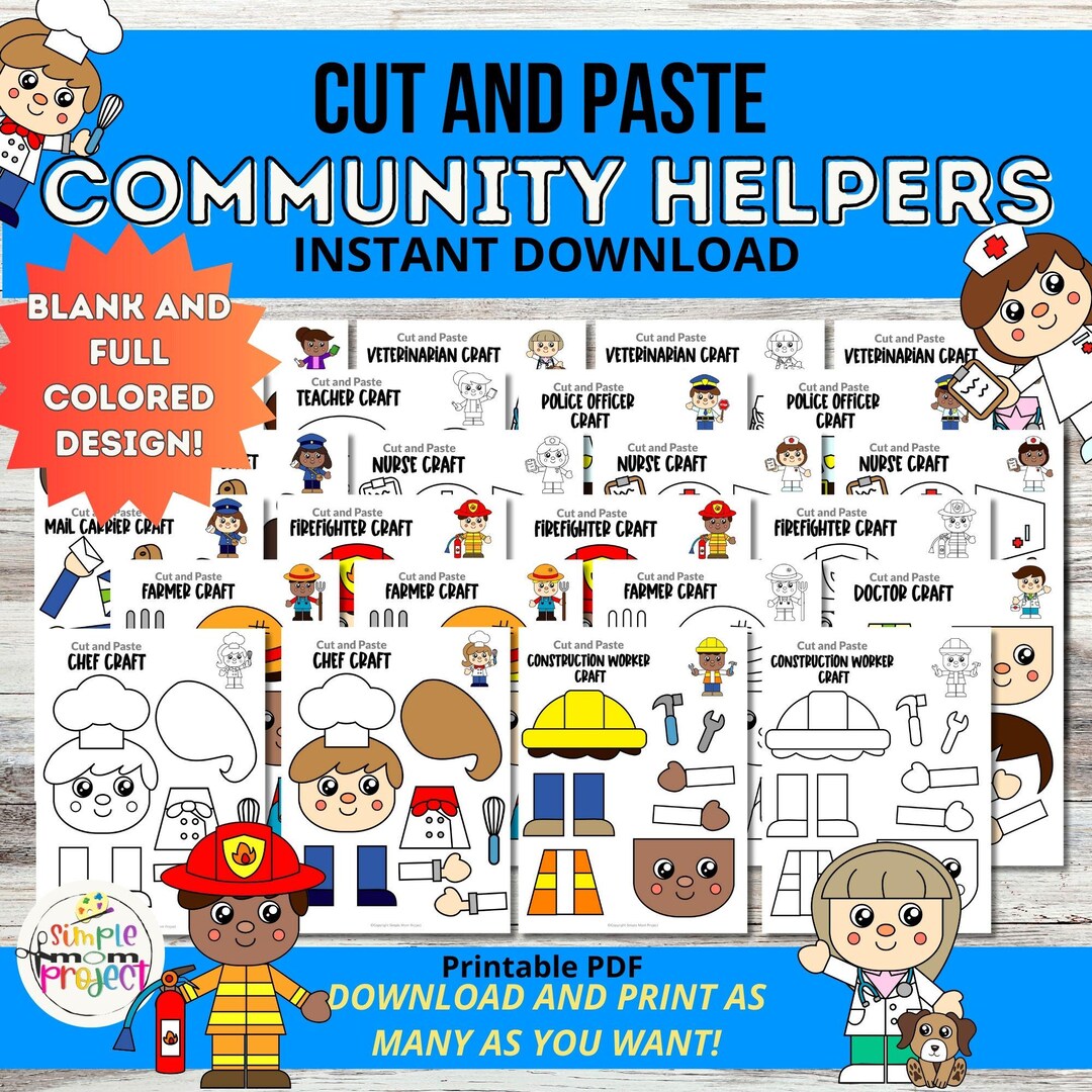 Community Helper Crafts: Cut and Paste Activity (PDF) - Etsy