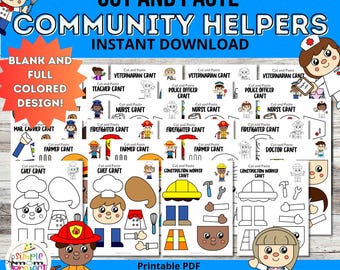 Community Helper Crafts: Übung zum Ausschneiden und Einfügen (PDF)