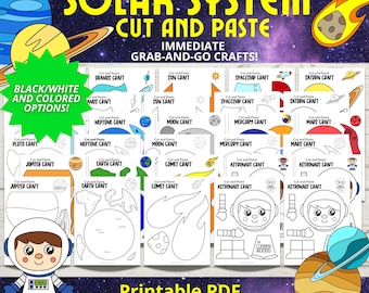 Manualidades para recortar y pegar del Sistema Solar: Planeta y astronauta (PDF)
