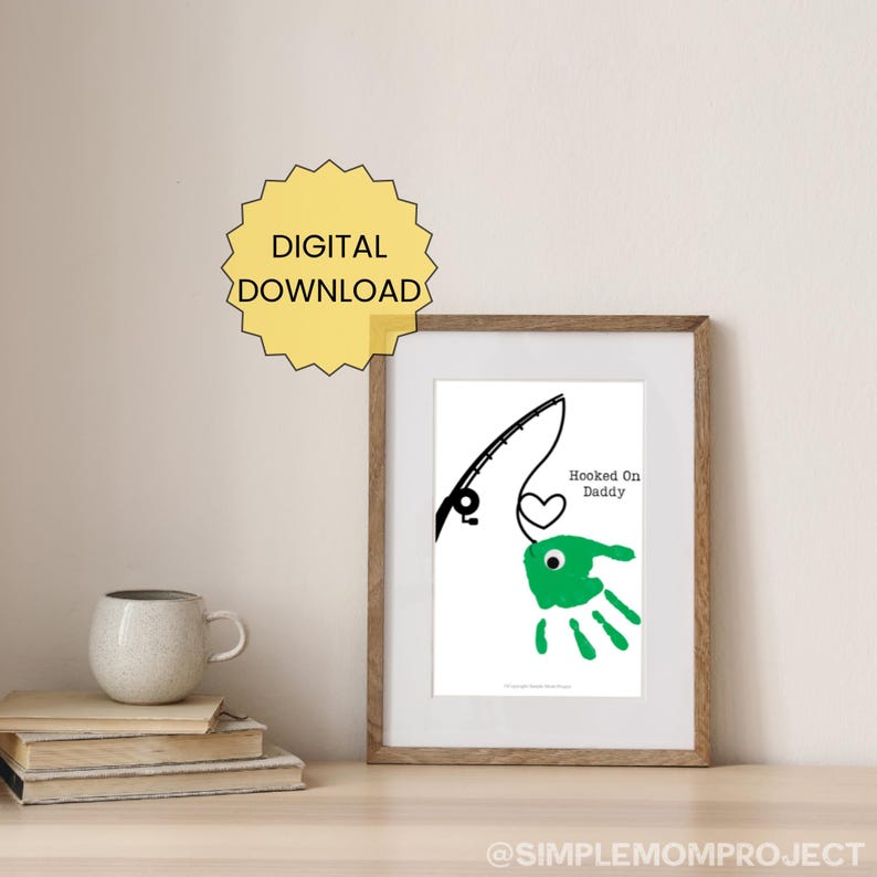Hooked on Daddy Handprint Printable Craft for Dad - Etsy
