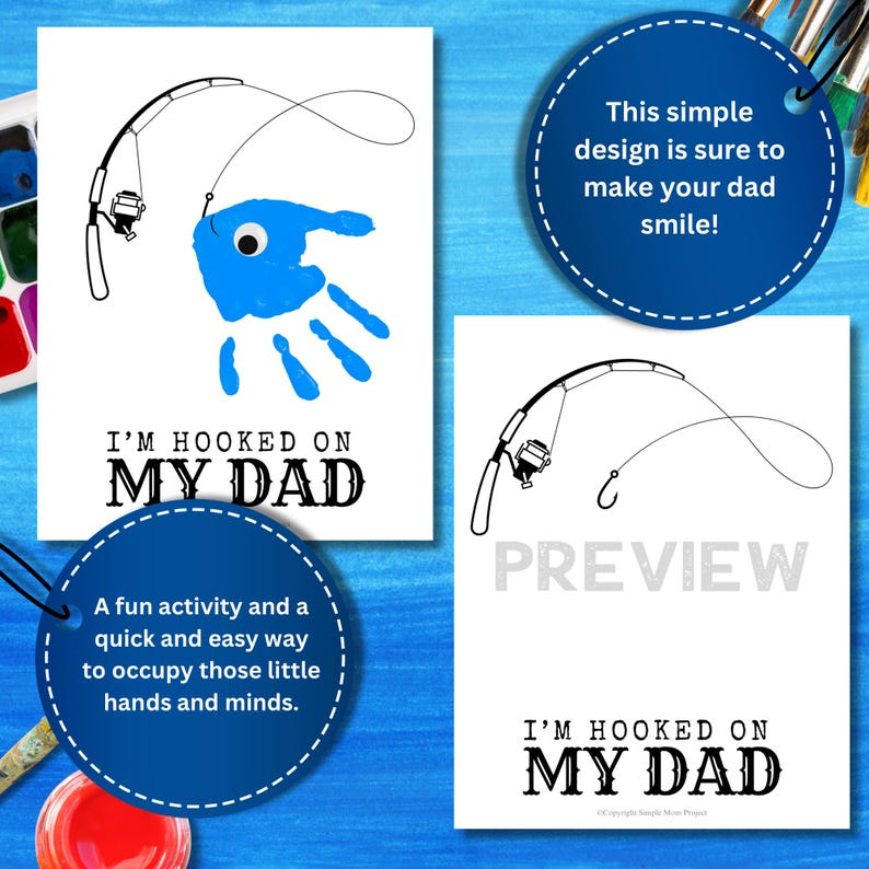 Handprint Hooked on Daddy Printable Craft Activity Etsy
