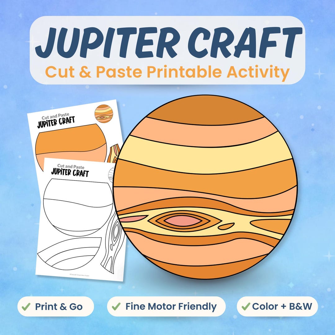 Jupiter Craft Printable for Kids | Solar System Cut & Paste Activity ...
