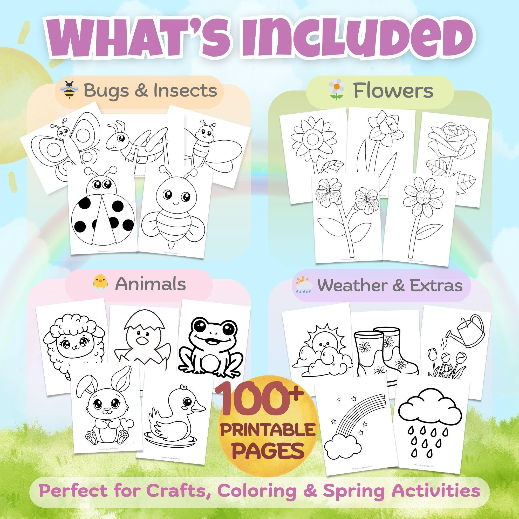 Spring Craft Template Bundle for Kids | 100+ Printable Spring ...