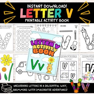 25 Page Letter V Activity Printable Book for Preschool and Toddlers | Letter V Worksheets | Printable Letter V Coloring Pages