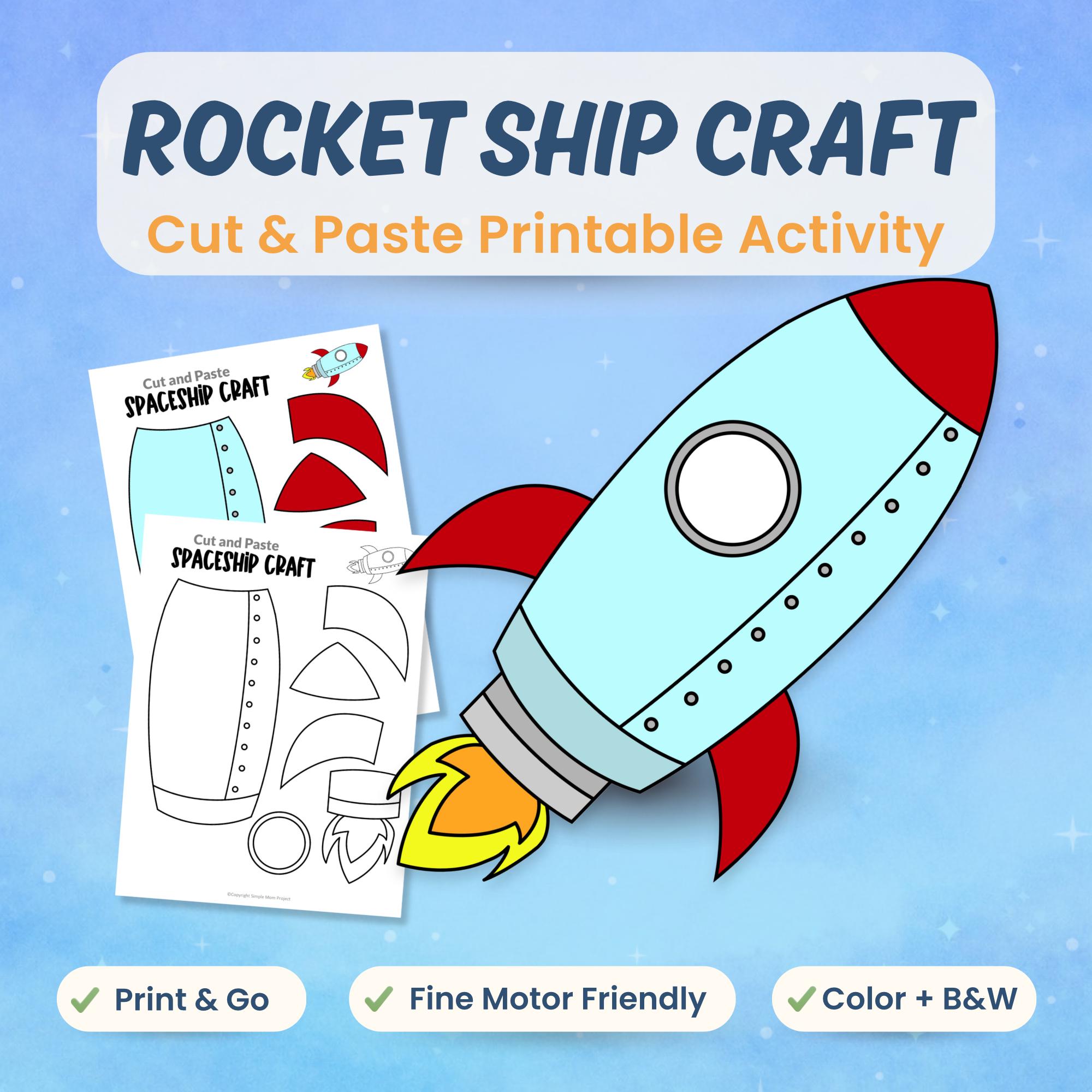 Rocket Ship Craft Printable for Kids | Space Cut & Paste Activity ...