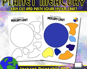 Manualidad del planeta Mercurio: Actividad de recortar y pegar (Descarga digital)