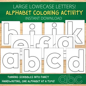 Plantilla del alfabeto en minúsculas para imprimir en formato de libro de trabajo / Libro de actividades con letras minúsculas del alfabeto / Letras minúsculas de la A a la Z / Reconocimiento de letras del alfabeto