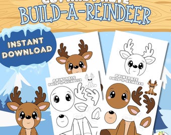 Build A Reindeer Printable Craft | Fun Paper Reindeer Template Activity | Adorable Reindeer Craft for Kids