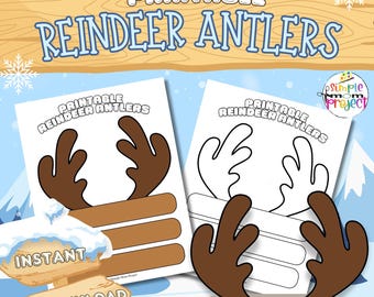 Reindeer Antlers Printable Craft | Fun Paper Reindeer Antler Headband Template Activity | Adorable Reindeer Antlers Craft for Kids