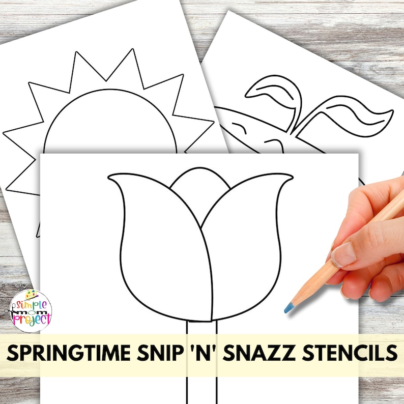 15 Spring Cut and Paste, Spring Stencils, Spring Coloring Pages, Spring ...