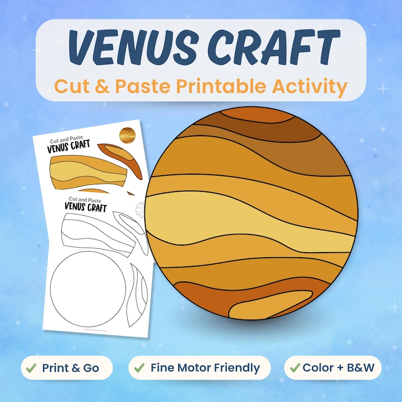 Venus Craft Printable for Kids | Solar System Cut & Paste Activity ...