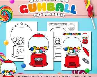 Kaugummiautomat Ausschneiden Basteln: Kinderaktivität (Digitaler Download)