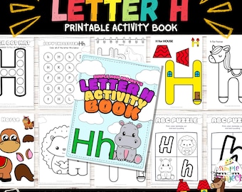Libro de actividades de la letra H: Aprendizaje preescolar, páginas para colorear (patrón PDF)