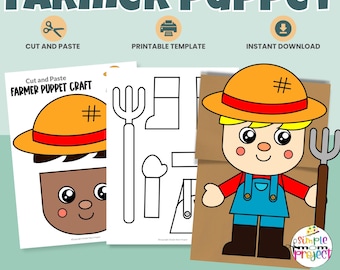 Boerenpoppentas papieren zak | Afdrukbare gemeenschapswerker | Knip- en plakactiviteit (pdf)