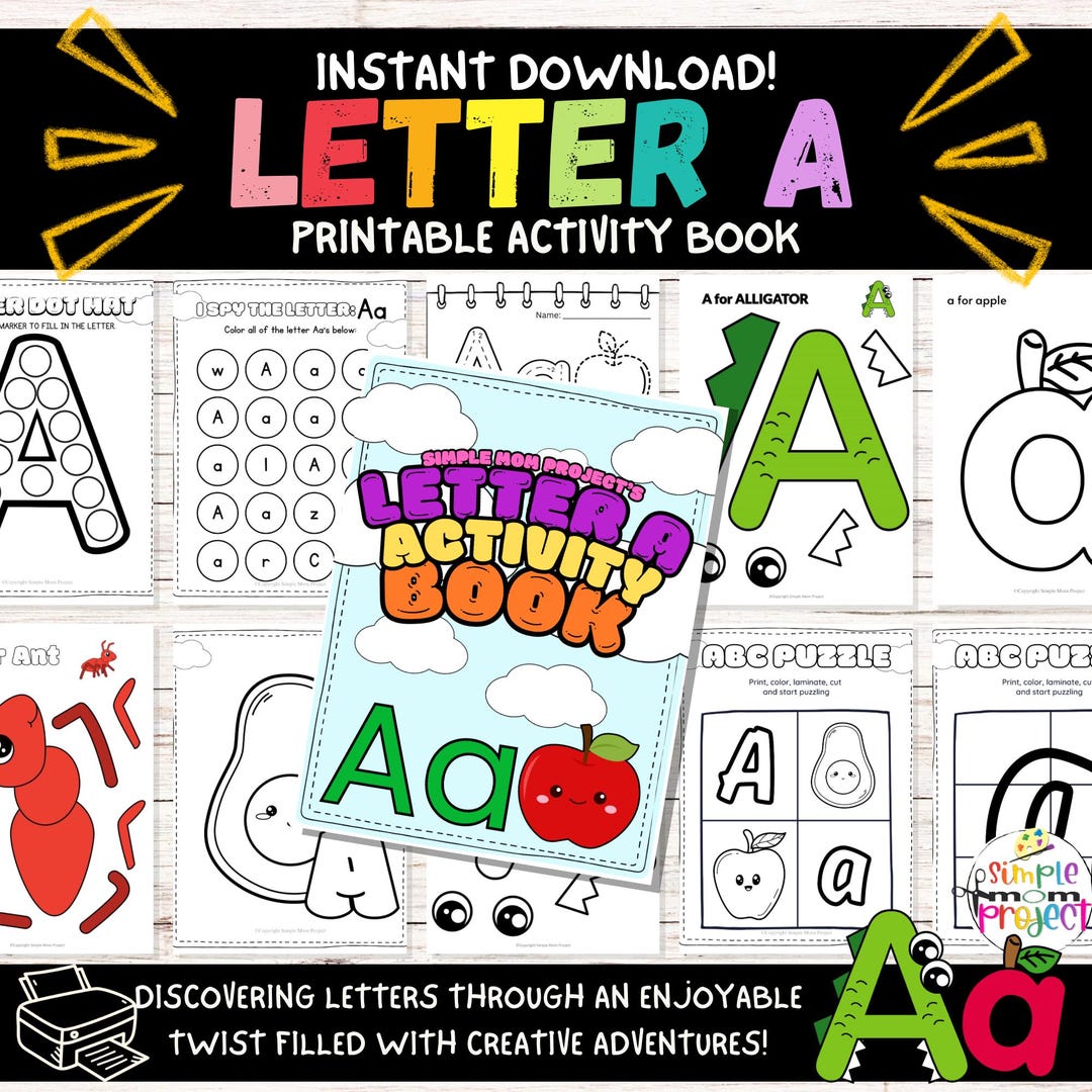 Letter A Activity Book: Printable Alphabet Worksheets (PDF) - Etsy