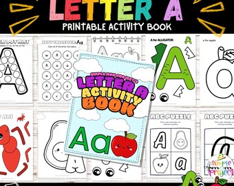 Libro de actividades de la letra A: Hojas de trabajo imprimibles del alfabeto (PDF)