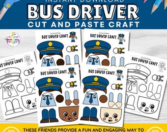 Busfahrer druckbare Papierart für Kinder | Eingefärbt | Schwarz & Weiß