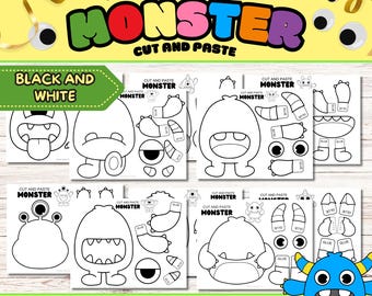 Build-a-Monster Craft: Schwarz-Weiß-Papieraktivität (PDF-Download)