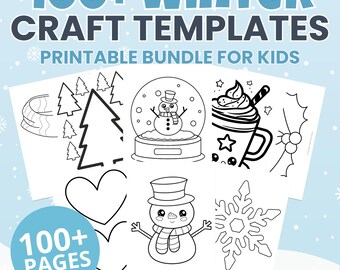 Winter Template Printables: Schneemann, Rentier, Schneeflocke zum Ausmalen (PDF Download)