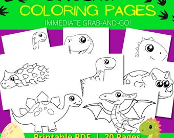 Dinosaur Coloring Pages | Kids Printable Activity (Digital Download)