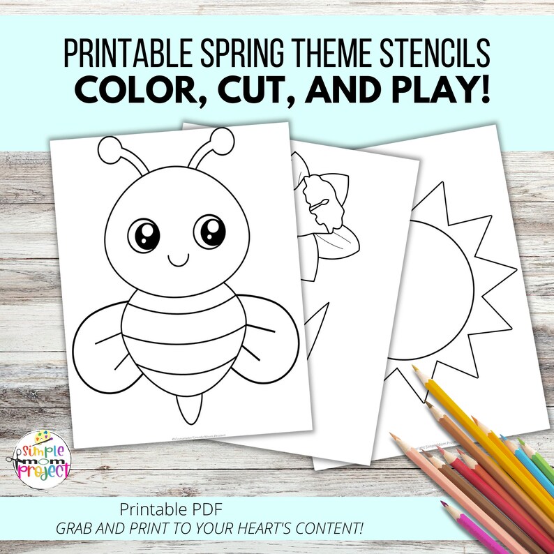 15 Spring Cut and Paste, Spring Stencils, Spring Coloring Pages, Spring ...