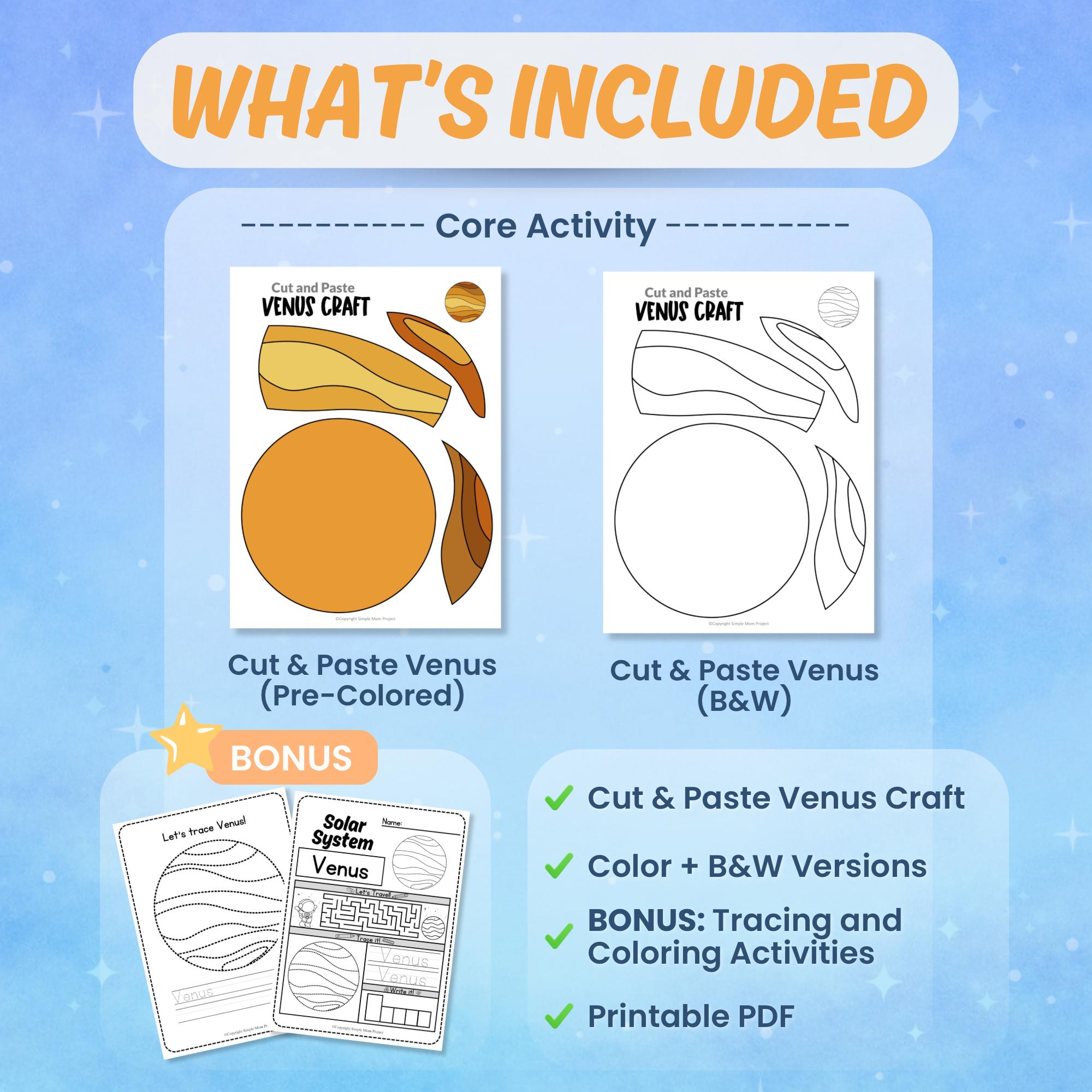 Venus Craft Printable for Kids | Solar System Cut & Paste Activity ...