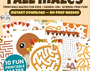 Herbst Labyrinthe für Kinder | 10 Arbeitsblätter zum Ausdrucken (PDF)
