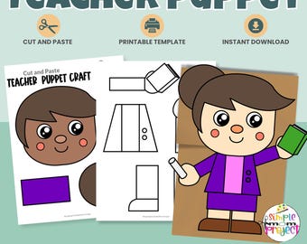 Leraar papieren zak marionet knutselen | Afdrukbare gemeenschapswerker | Knip- en plakactiviteit (pdf)