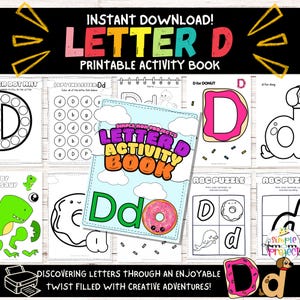 Libro de actividades de la letra D para preescolar y niños pequeños / Hojas de trabajo de la letra D / Páginas para colorear de la letra D para imprimir