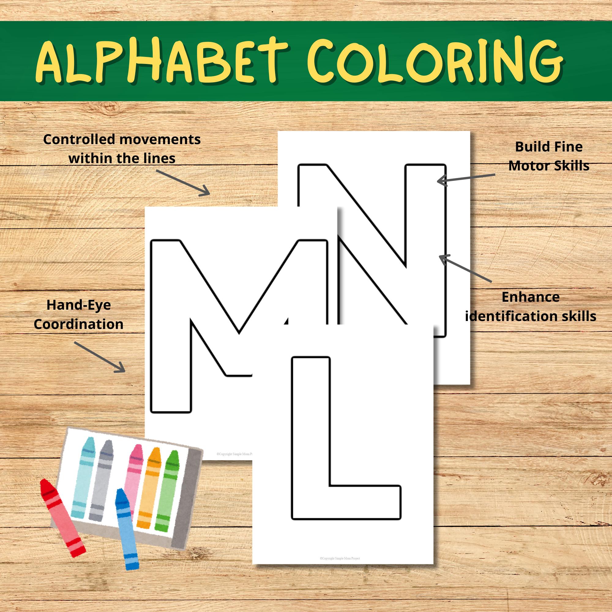 Uppercase Alphabet Coloring Pages AZ Printable Activity (digital