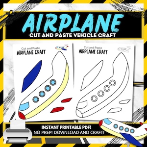 Printable Preschool Airplane Craft Activity | Instant Download | Airplane Coloring Page | Transportation Crafts