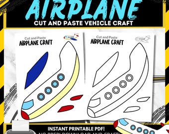 Printable Preschool Airplane Craft Activity | Instant Download | Airplane Coloring Page | Transportation Crafts